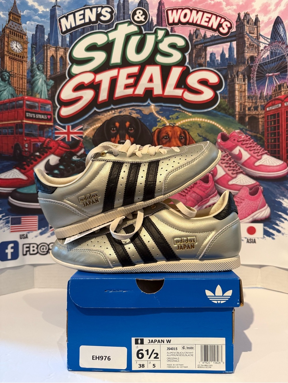 adidas Japan Metallic Silver with Black Stripes Sneaker